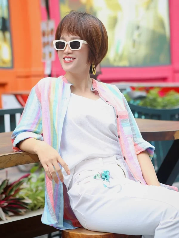 Áo sơ mi cổ tàu dài tay cầu vồng
