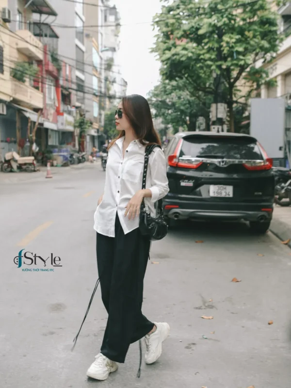 Quần rút dây linen