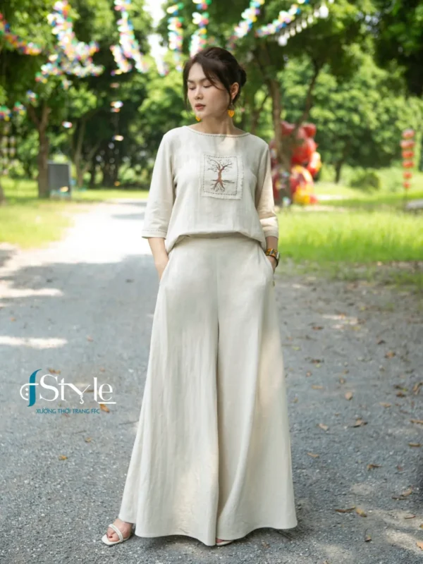 Quần linen ống rộng