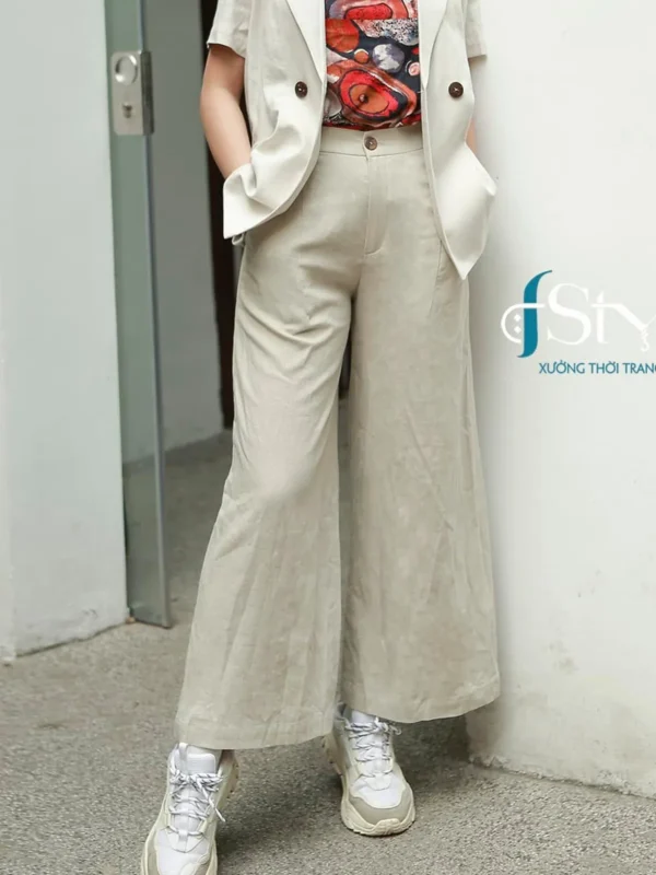 Quần cạp khóa linen